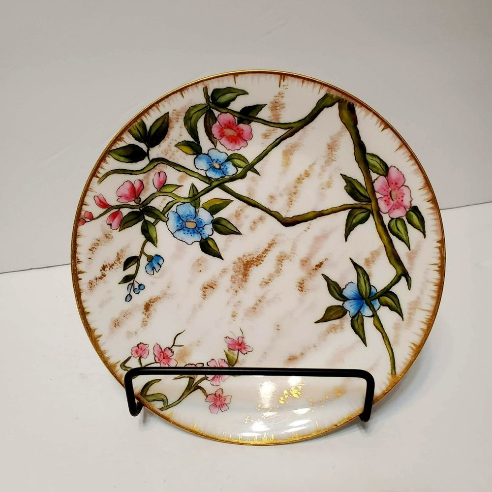 Antique Haviland Limoges CFH GDM Floral Gold Trim Plate 1890-1910 Trinket Dish